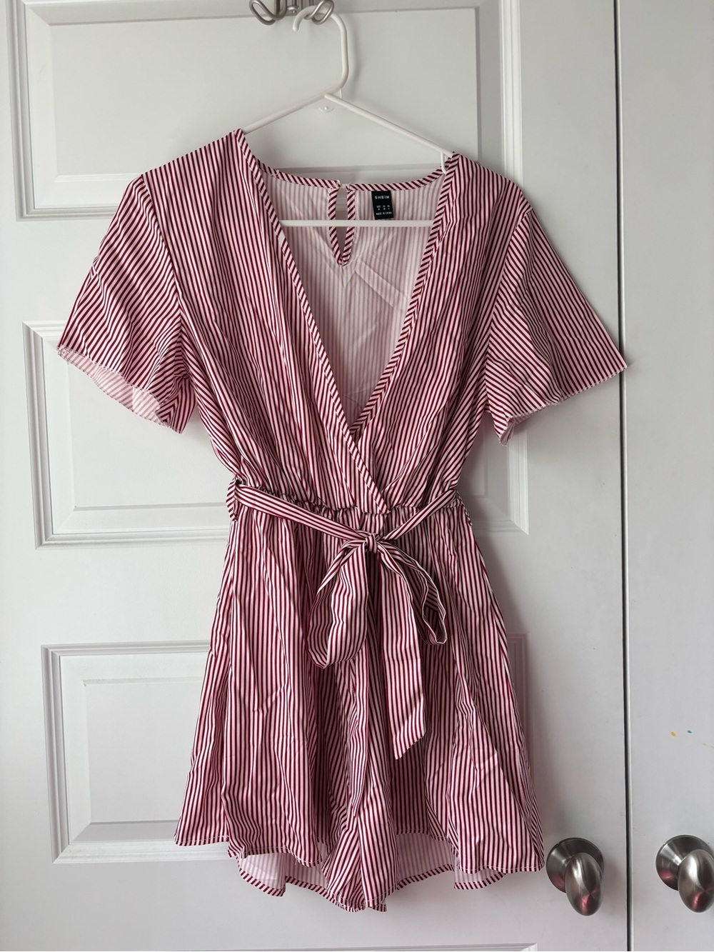 Red & White Striped Romper
